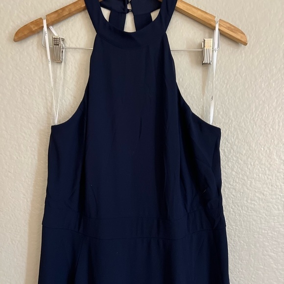 Confidently Charismatic Navy Blue Backless Halter Maxi Dress - Picture 4 of 8